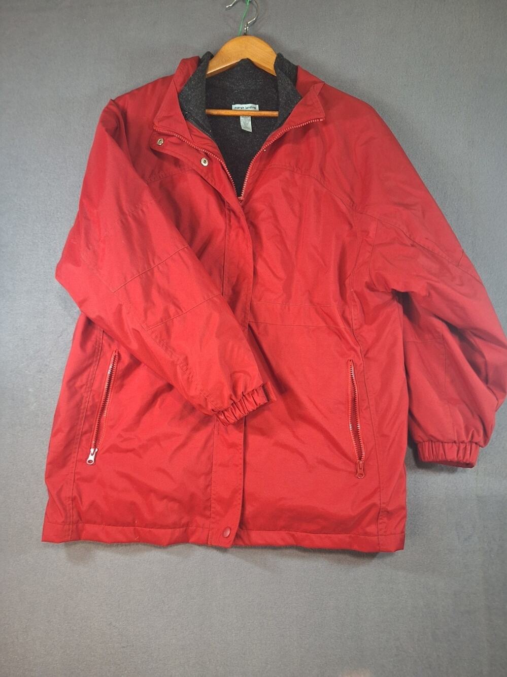 Vintage Marsh Landing Womens Red Large Wool Blend Zipper Lined Blazer Jacket